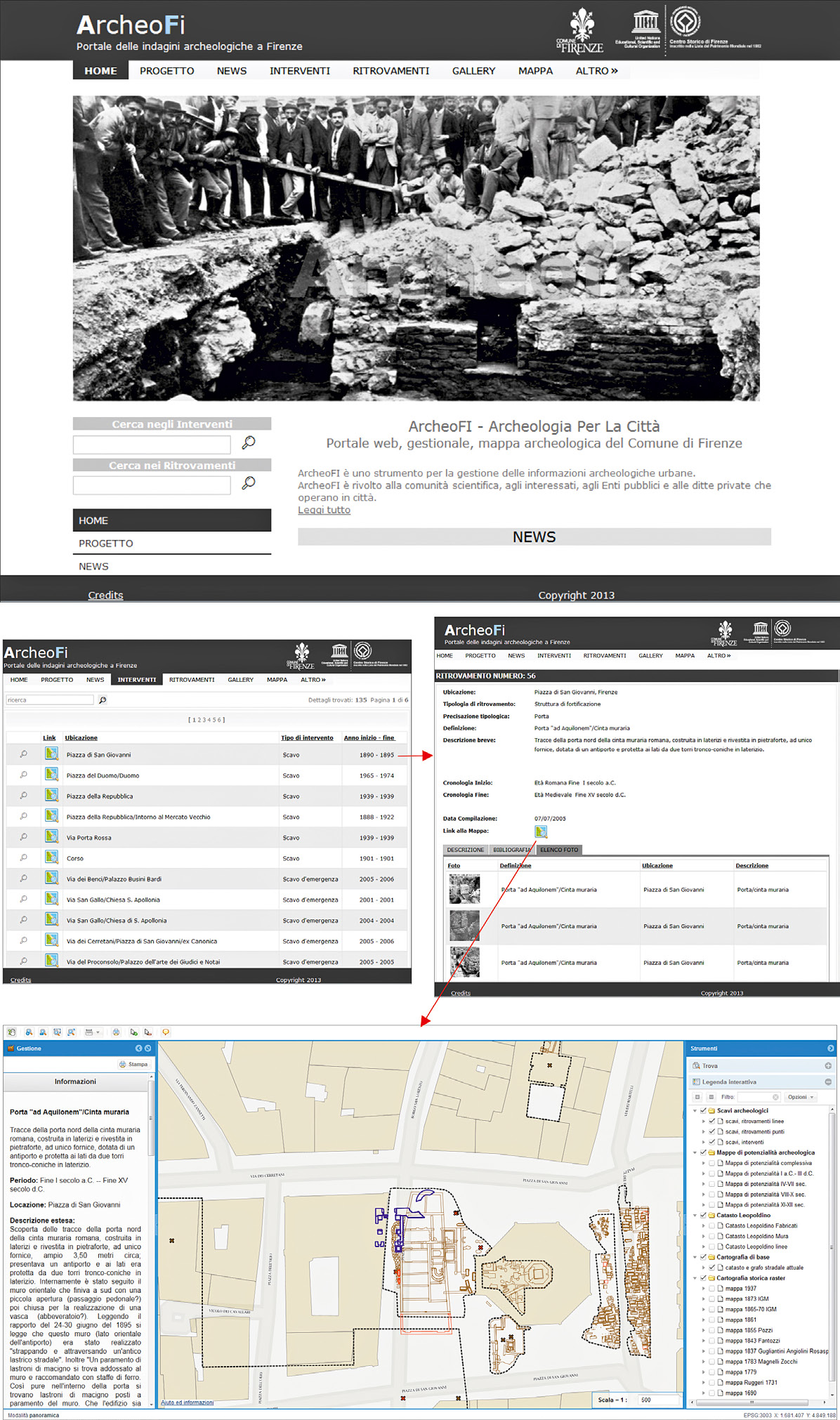 Fig. 7 – Interfaccia portale pubblico (http://archeologia.comune.fi.it/).