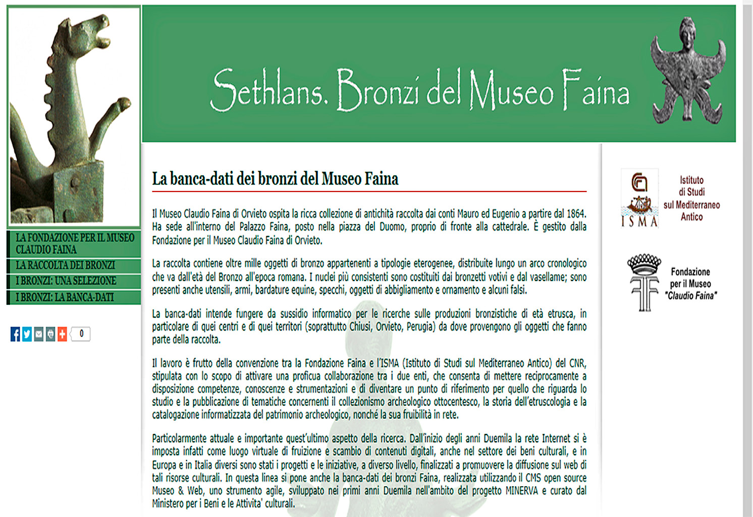 Fig. 2 – La homepage di “Sethlans. Bronzi del Museo Faina”.