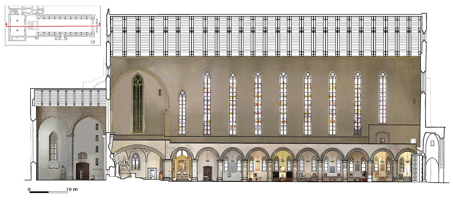 Fig. 2 – Longitudinal section of the church created using the initial laser scan data (De Feo).