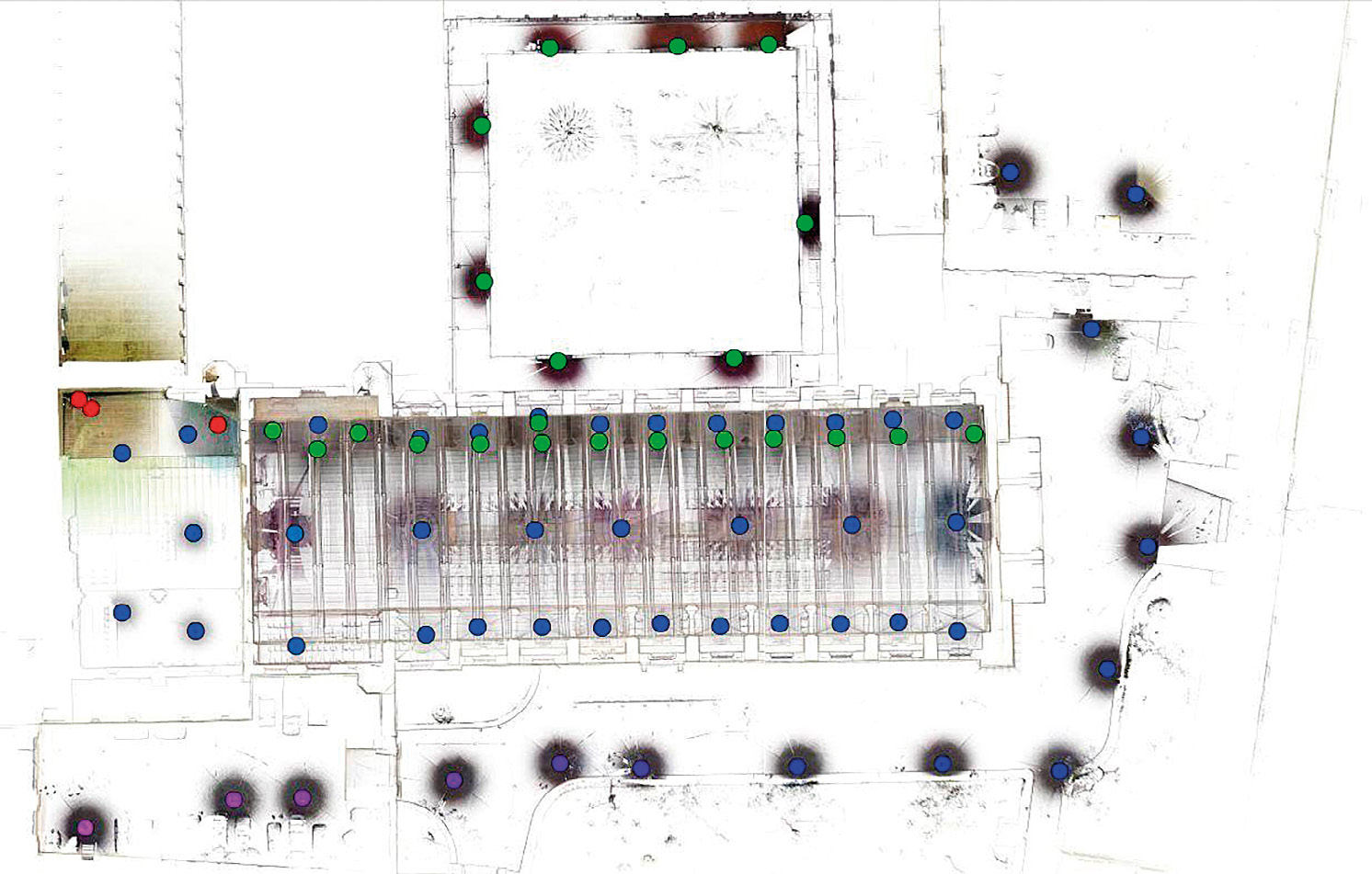 Fig. 3 – Indicazione planimetrica delle stazioni laser.