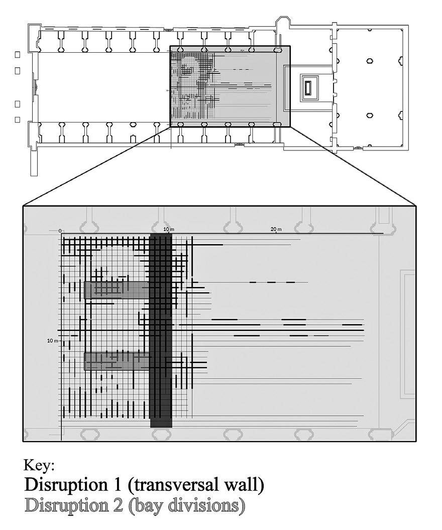 Fig. 11 – GPR data plotted on a church plan.