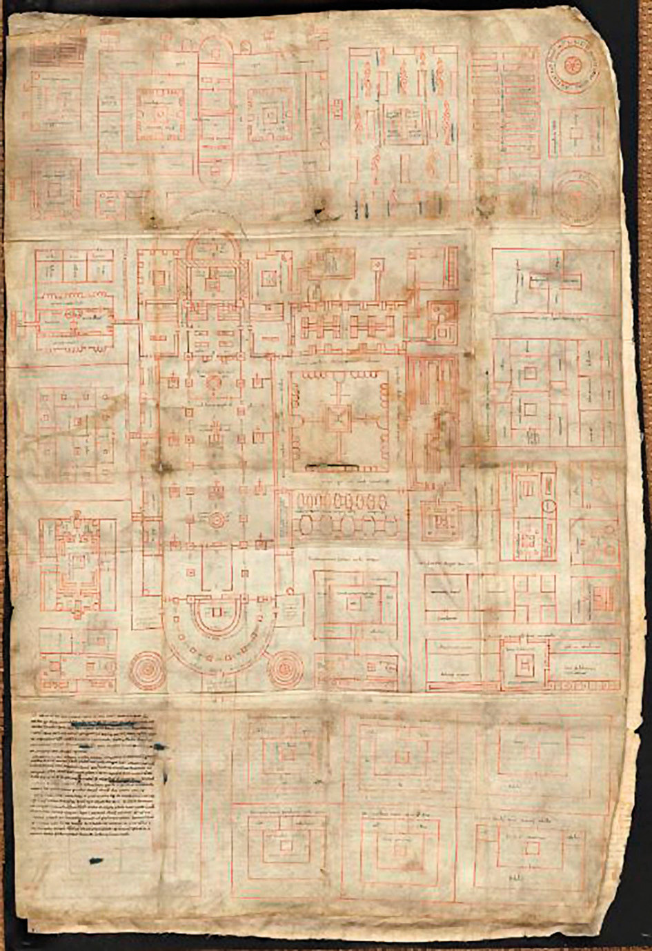 Fig. 1 – The Plan of St. Gall. Stiftsbibliothek St. Gallen, Codex Sangallensis, MS 1092 (reproduced with permission of the Stiftsbibliothek St. Gallen).