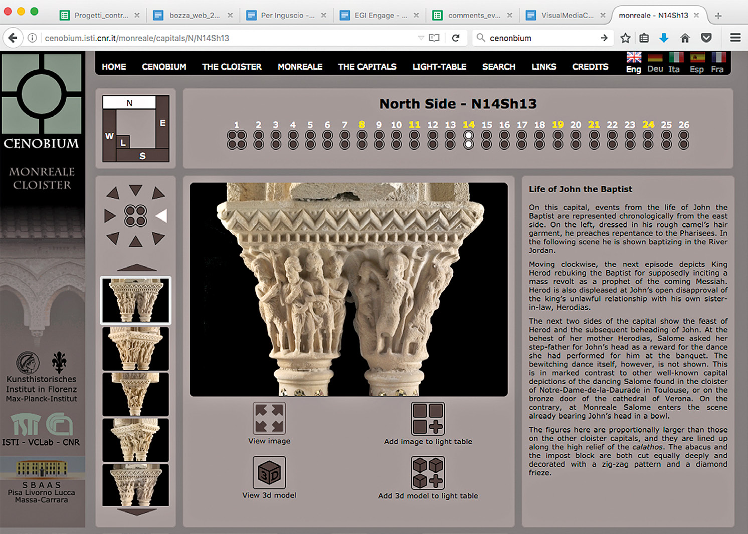 Fig. 5 – The current interface for browsing and selecting capitals in CENOBIUM (web version, available since 2012).