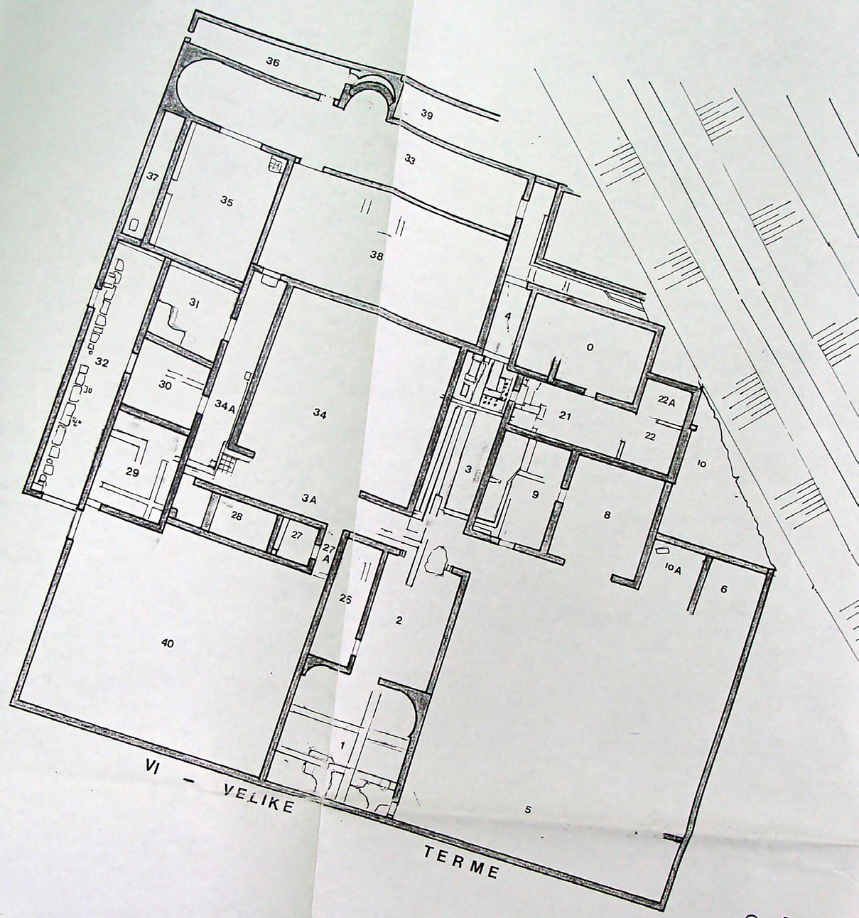 Fig. 8 – Doclea, plan of the large thermae (Administration for the Protection of Cultural Properties, Cetinje, Doclea Excavations Documentation, 1999).