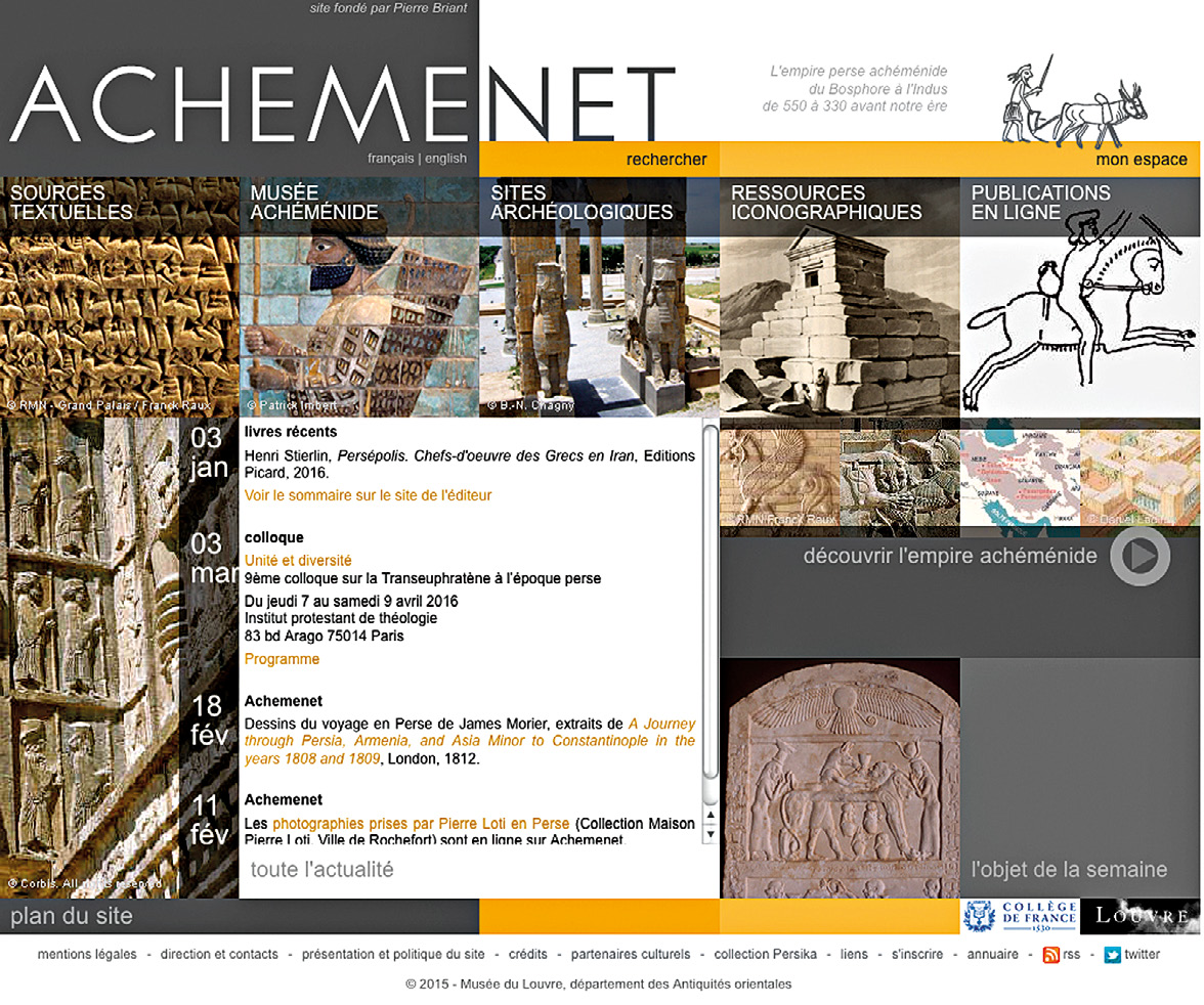 Fig. 46 – Nouvelle présentation du site Achemenet en décembre 2015.