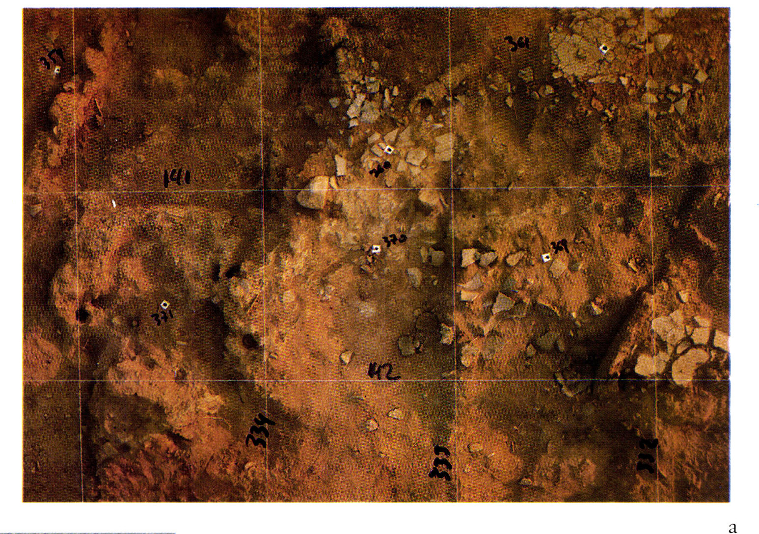 Tav. XV - a: An example of reference points preseted on the archaeological site of Dikili-Tas (Kavala-Greece).