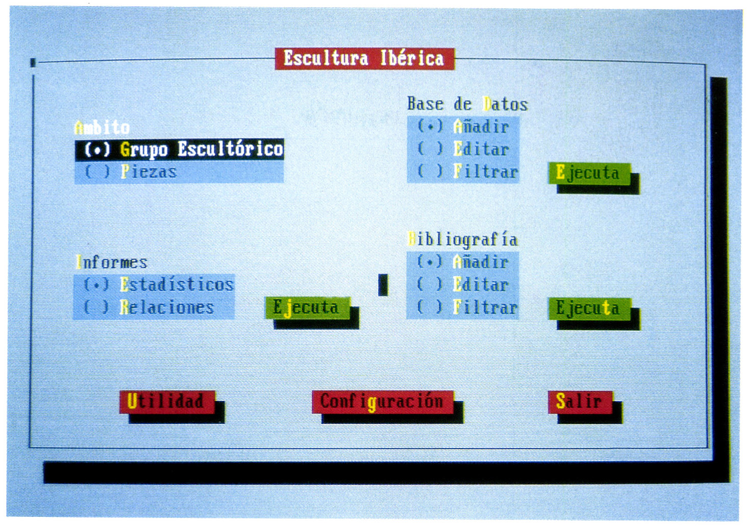 Tav. XXIX - Schème général de la base de données ESCULTUR.