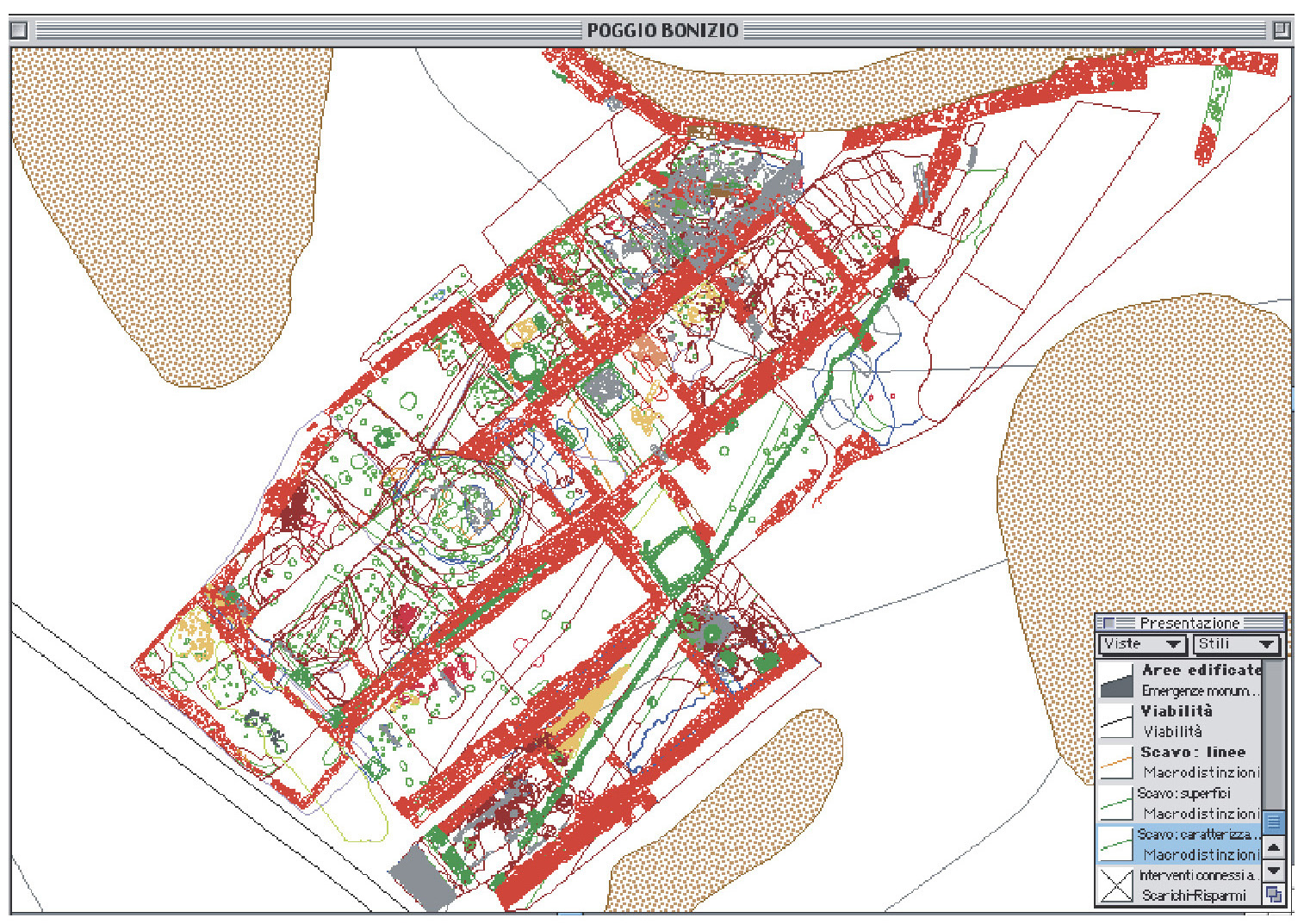 Tav. III – Piattaforma GIS Poggio Imperiale. b: Area 2: pianta composita (stratigrafia completa).
